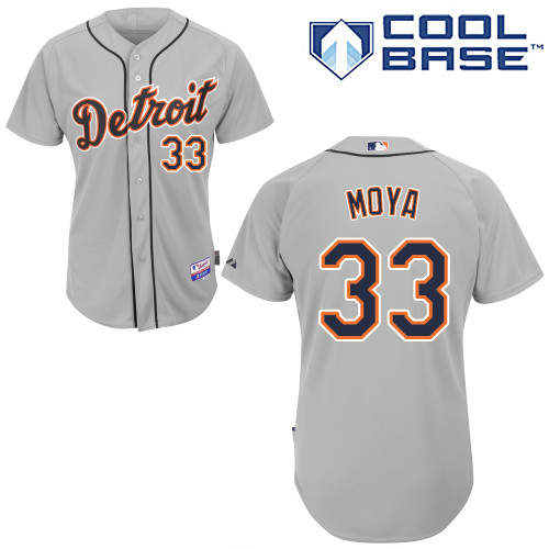 Steven Moya #33 MLB Jersey-Detroit Tigers Men's Authentic Road Gray Cool Base Baseball Jersey